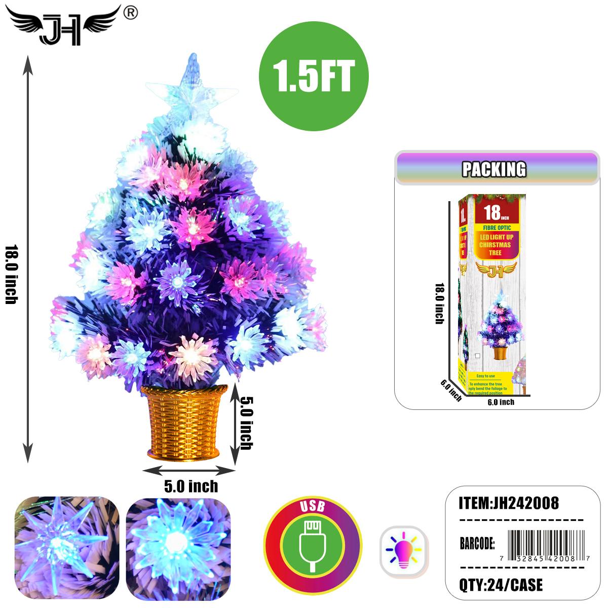LED CHRISTMAS TREE - 1.5FT SNOWGREEN MULTI COLOR GOLD 24PC/C image