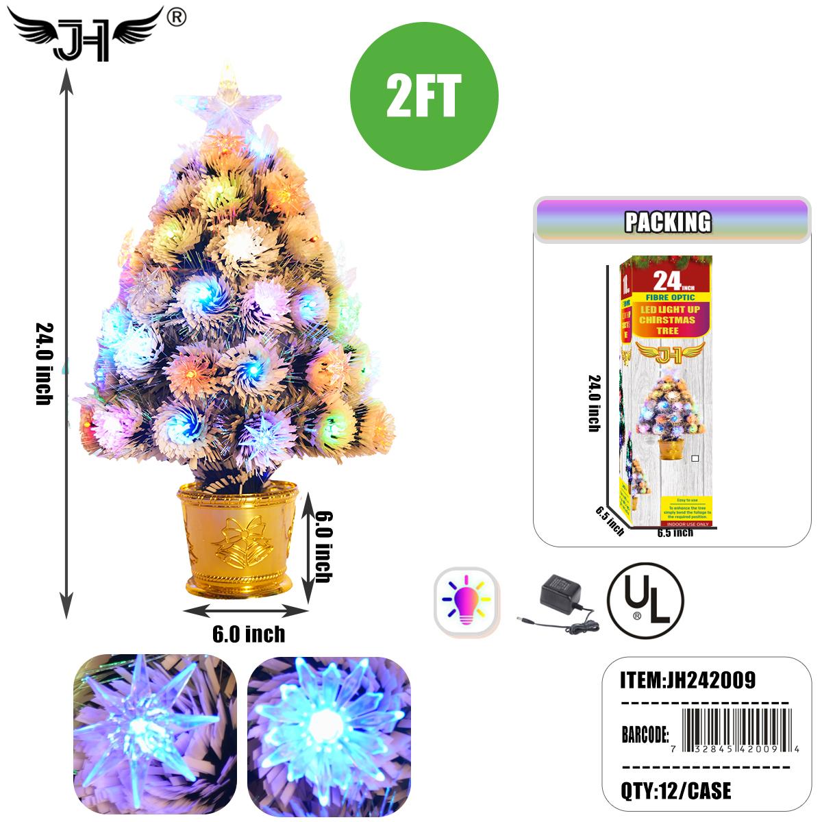 LED CHRISTMAS TREE - 2FT SNOWGREEN MULTI COLOR GOLD 12PC/CS image