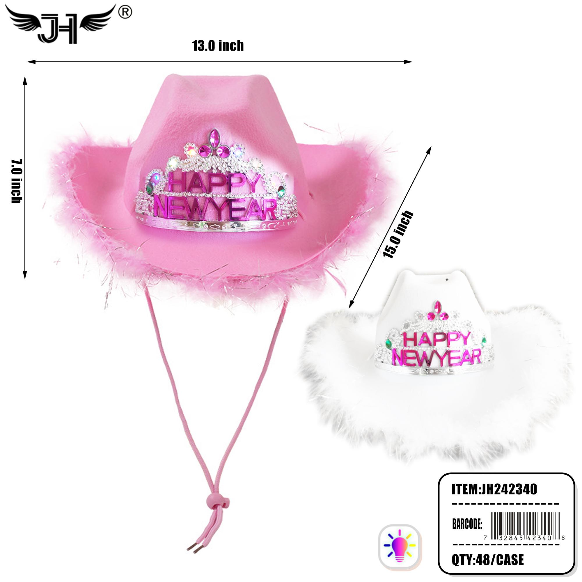 NEW YEAR HAT - LIGHT UP COWGIRL HAT 4DZ/CS image
