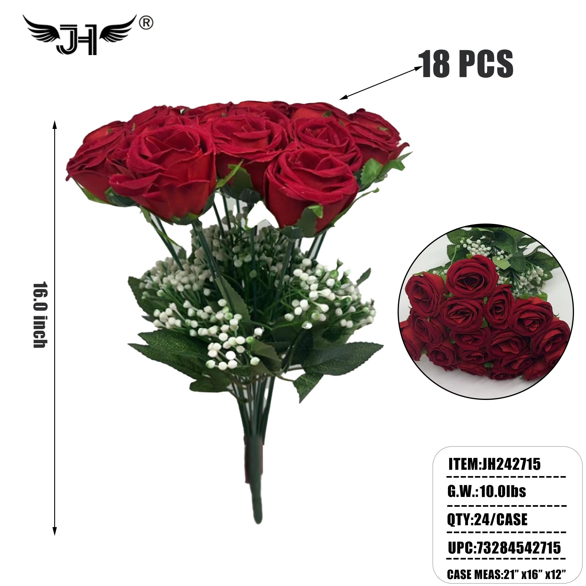 16" RED ROSE 18 HEAD 24PC/CS image
