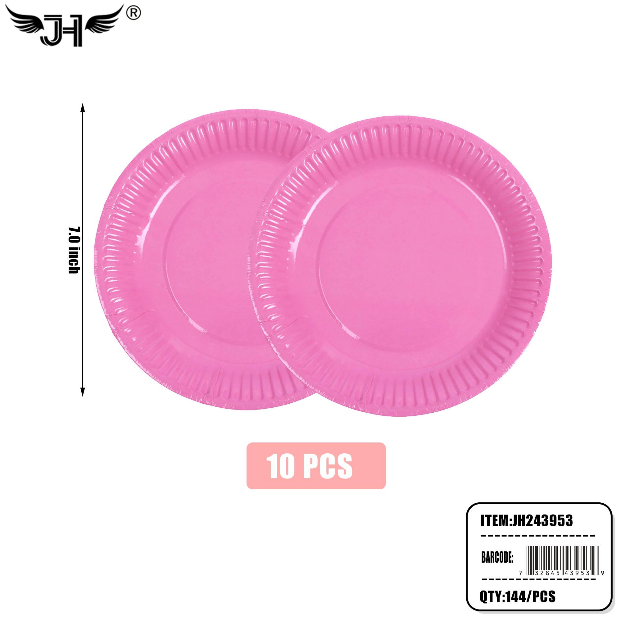 PLATE - 7" PAPER PINK 10CT (12PK) 12DZ/CS image