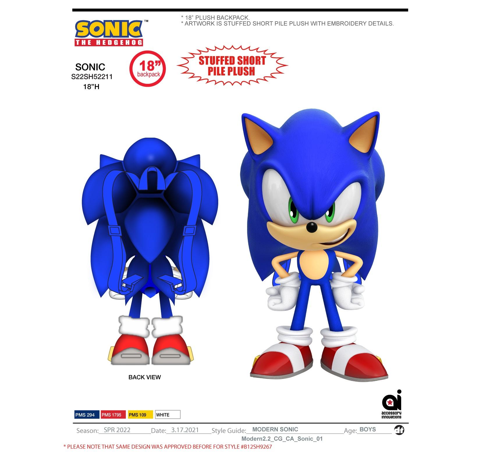 PLUSH BACKPACK - 18 SONIC, BLUE (BLUE) 12PC/CS image