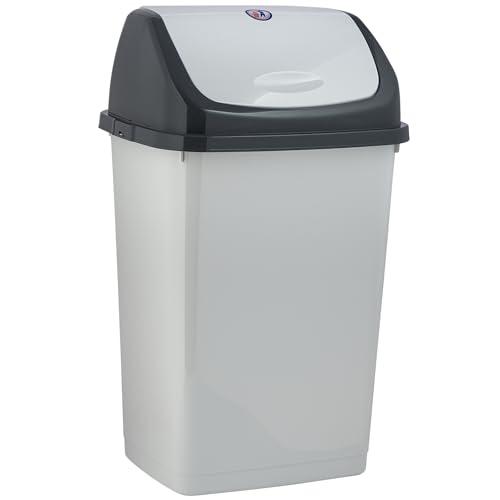 Superio Kitchen Trash Can 13 Gallon with Swing Lid, Plastic Tall Garbage Can Outdoor and Indoor, Large 52 Qt Recycle Bin and Waste Basket for Home, Office, Garage, Patio, Restaraunt (Smoke) image