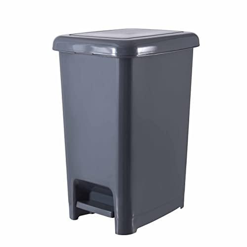Superio Slim Trash Can with Foot Pedal - 6.5 Gallon Step-On Trash Can with Lid, Medium Plastic Garbage Can, Trashcan for Bathroom, Kitchen, Office, Bedroom, Dorm, Patio - Onyx Grey image