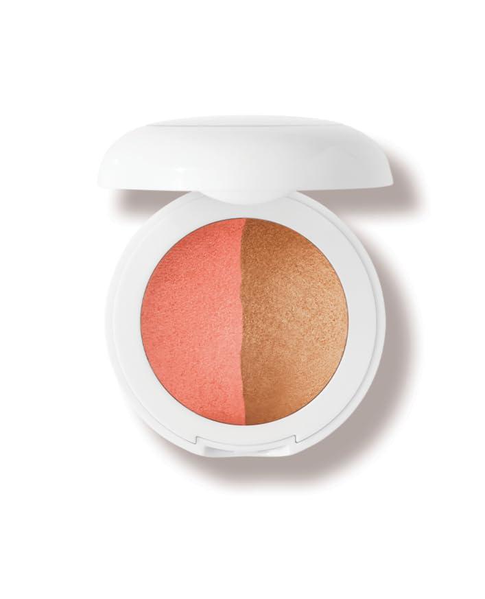 Dibs Beauty The Duet Baked Blush Duo, 0.19 Oz, Starstruck - Poppy Peachy-Coral/Golden Bronze | Golden Bronze, 0.19 Oz image