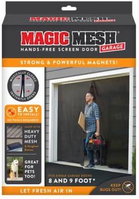 Magic Mesh Garage Door Screen, Black | Magnetic Closure, Breezy Net, Mosquito & Bug Screen for Standard 2 Door Garage, Kid & Pet Friendly | Size 109" x 84.5" (Pack of 1) image