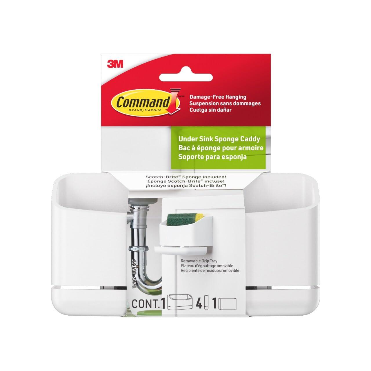 Command Under Sink Sponge Caddy, Total 2 Sponge Holders with 8 Command Strips, 2 Pack of 1 Caddy, Organize Damage-Free image