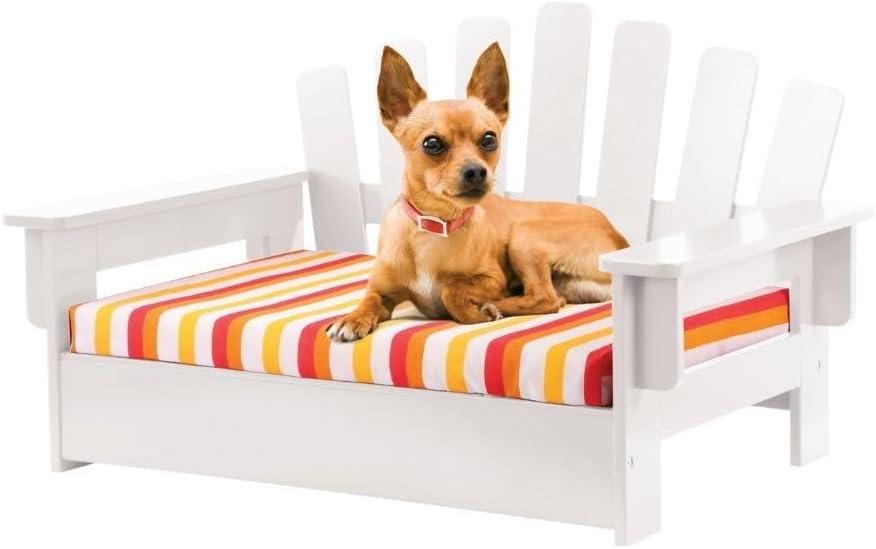 Indoor/Outdoor 22" Wood Adirondack Pet Chair with Cushion - White