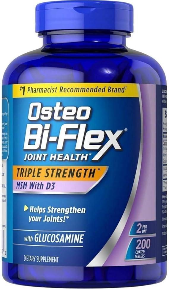 Osteo Bi-Flex Triple Strength Glucosamine 1500 mg, MSM 1500 mg with Vitamin D3 1000 UI Tablets, 200 Count (Pack of 1) image