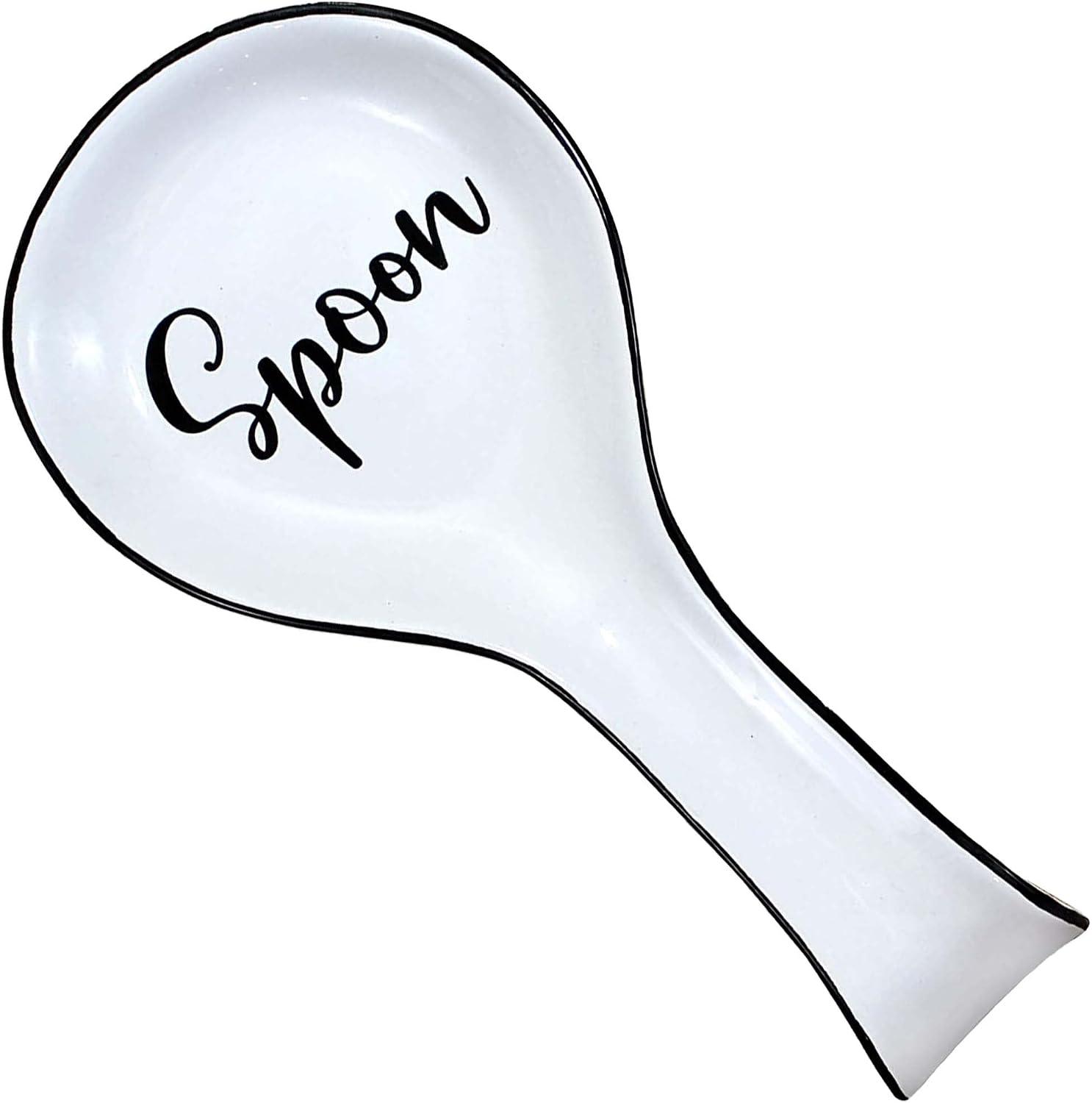 Home Acre Designs Spoon Rest For Kitchen Counter & Stove Top - White Ceramic Spoon Holder for Cooking image