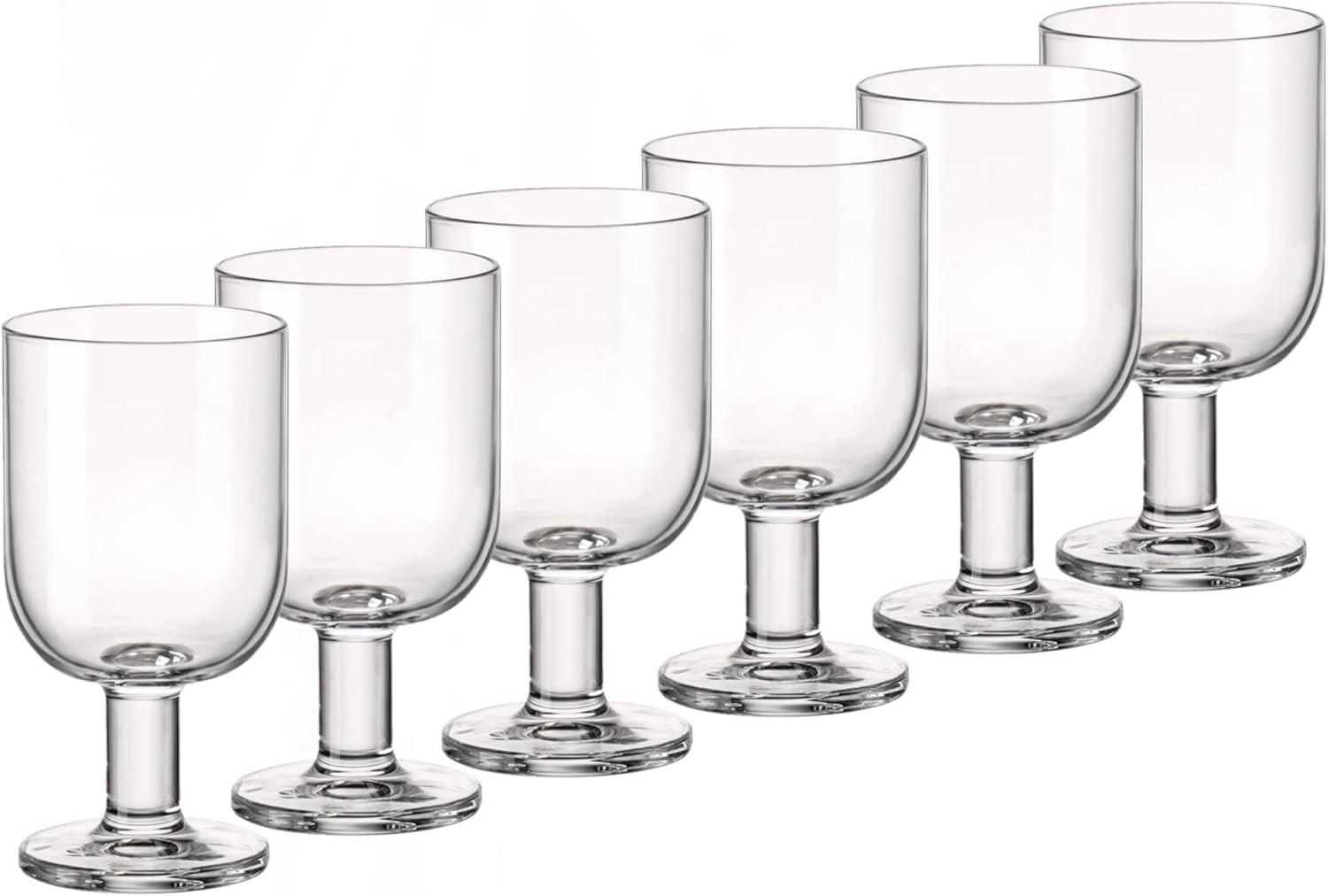 Bormioli Rocco Hosteria Goblet Stackable Wine Glasses Set of 6-11.75 Oz Clear Stemmed Drinkware for Red & White Wine - Durable Everyday Glasses for Dining, Entertaining & Bar Service image