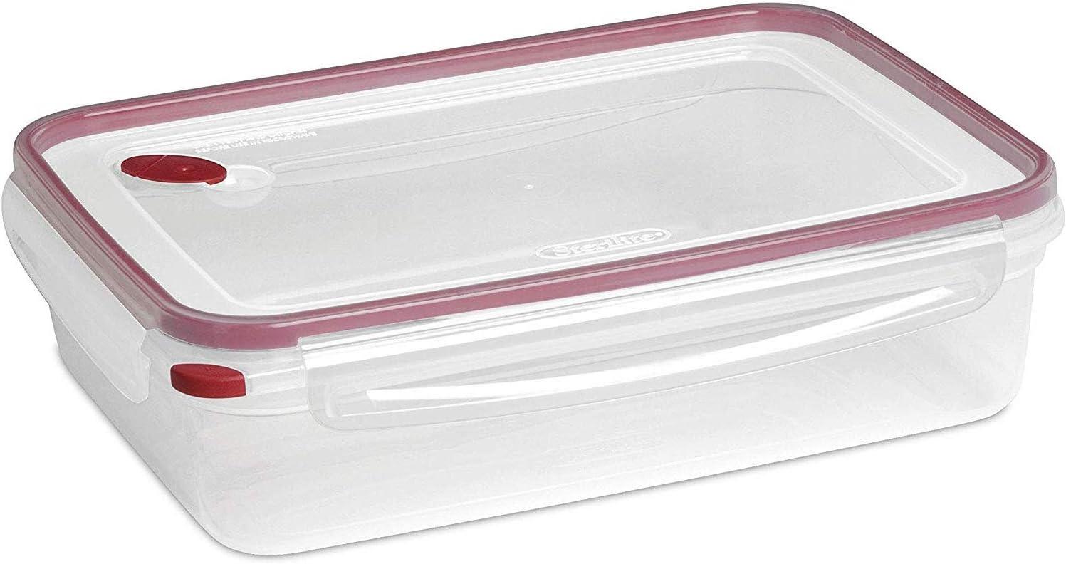 Sterilite Ultra-Seal 16 Cup Rectangle, Airtight Food Storage Container, Latching Lid, Microwave and Dishwasher Safe, Clear With Blue Gasket, 1-Pack image