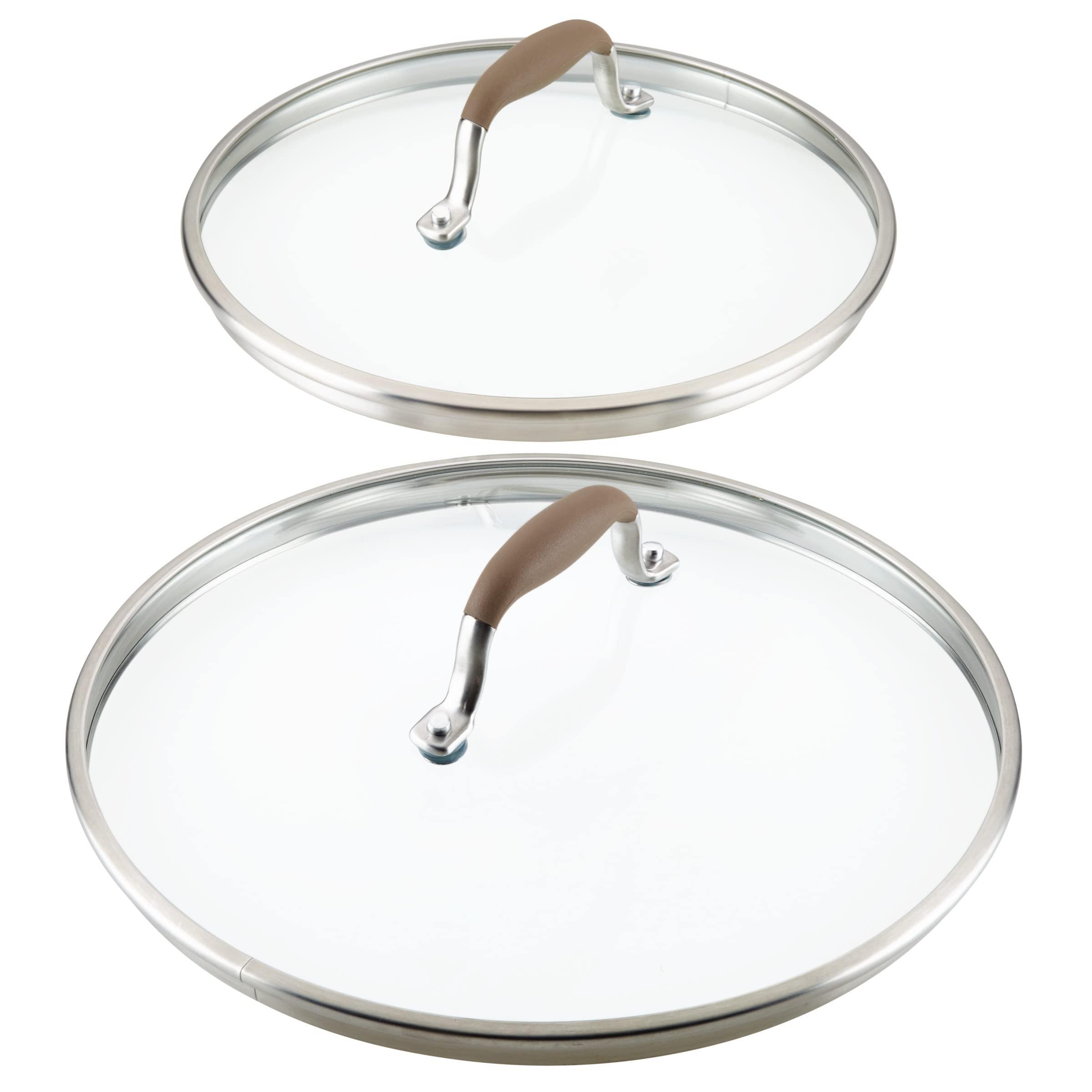 Anolon Advanced Home Glass Lids, Stainless Steel and Silicone Handles, 2 Piece, 10 Inch and 12 Inch Lid Set, Bronze image