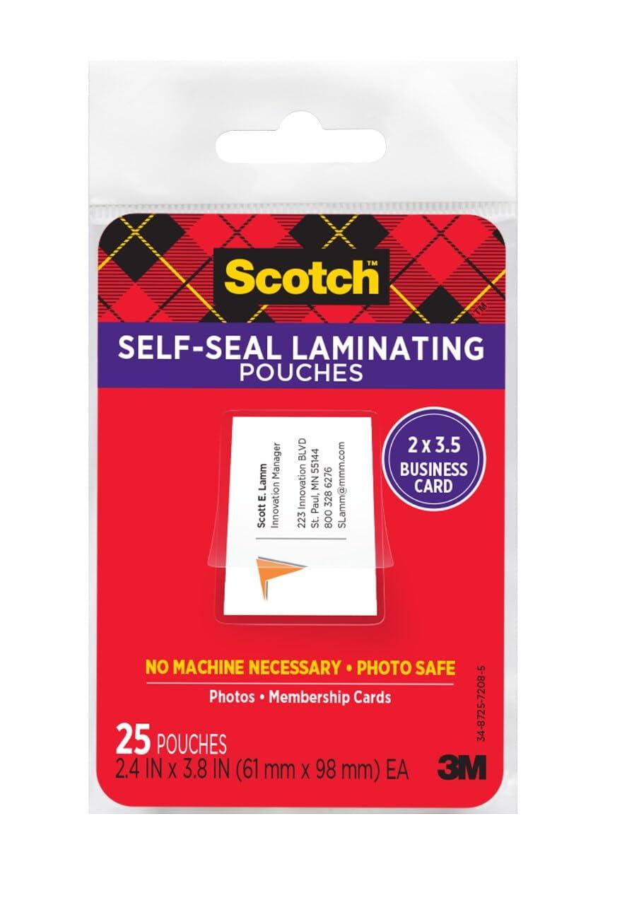 Scotch Self-Sealing Laminating Pouches, 2 in x 3.5 in Business Card Size image
