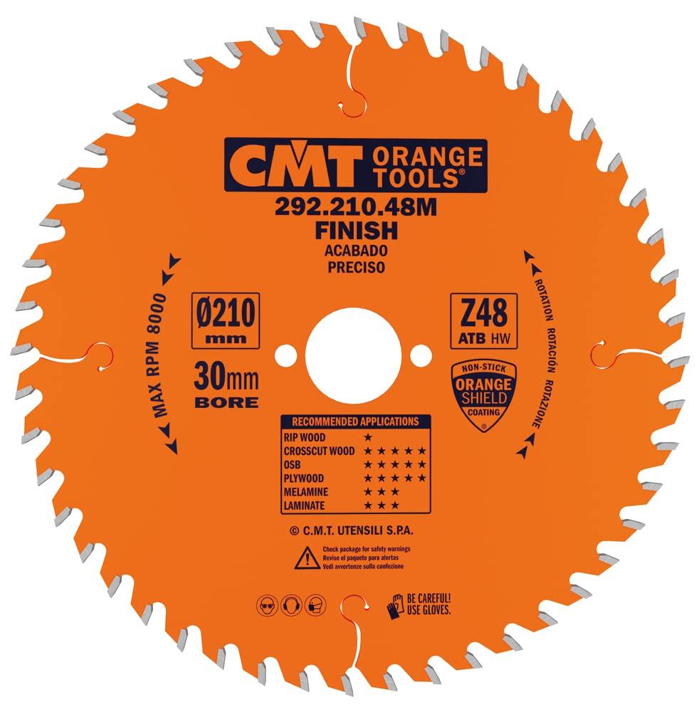 CMT 292.210.48M General Purpose Saw Blade, 8-1/4-Inch by 48 Teeth 15-Degree ATB with 30mm Bore