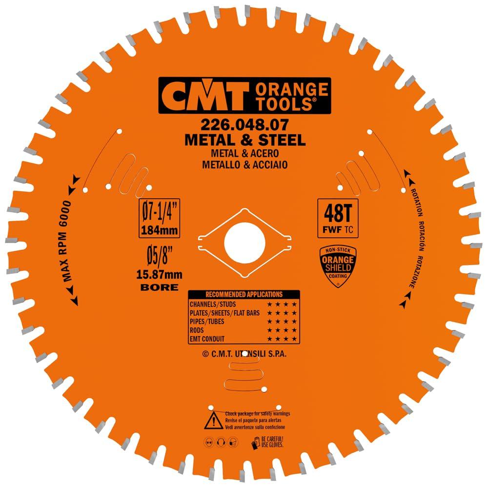 CMT 226.048.07 Industrial Dry Cut Steel Saw Blade, 7-1/4-Inch x 48 Teeth TCG Grind with 5/8-Inch<> Bore