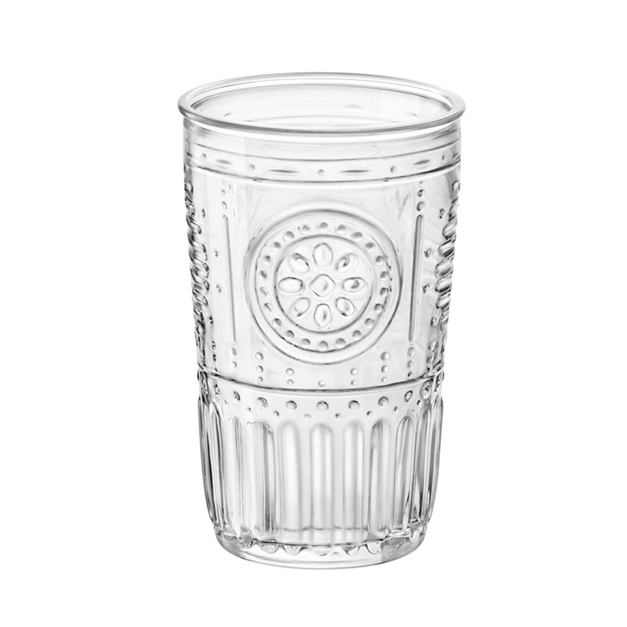 Bormioli Rocco Romantic Set Of 6 Cooler Glasses, 16 Oz. Clear Crystal Glass, Made In Italy. image