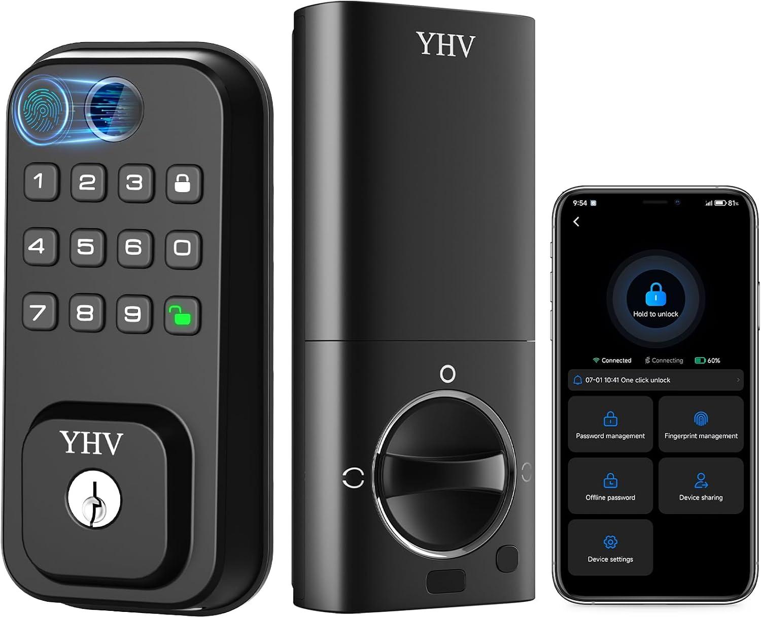 Keyless Entry Smart Door Lock with Code Electronic Fingerprint Keypad Deadbolt Lock for Front Door, Built-in WiFi, image