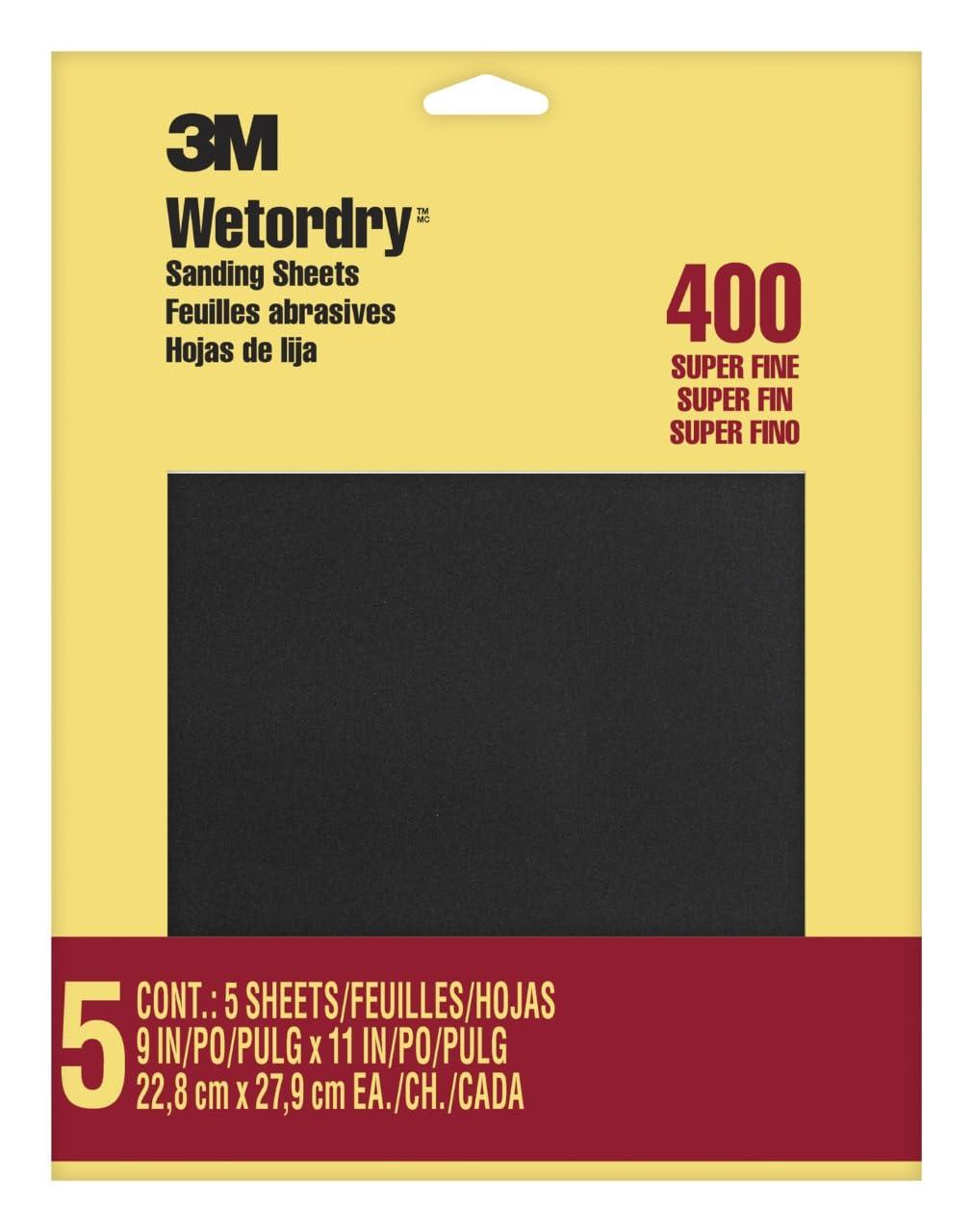 3M Wetordry Sandpaper, 9 in. x 11 in., 400 Grit, 5 Sheets image