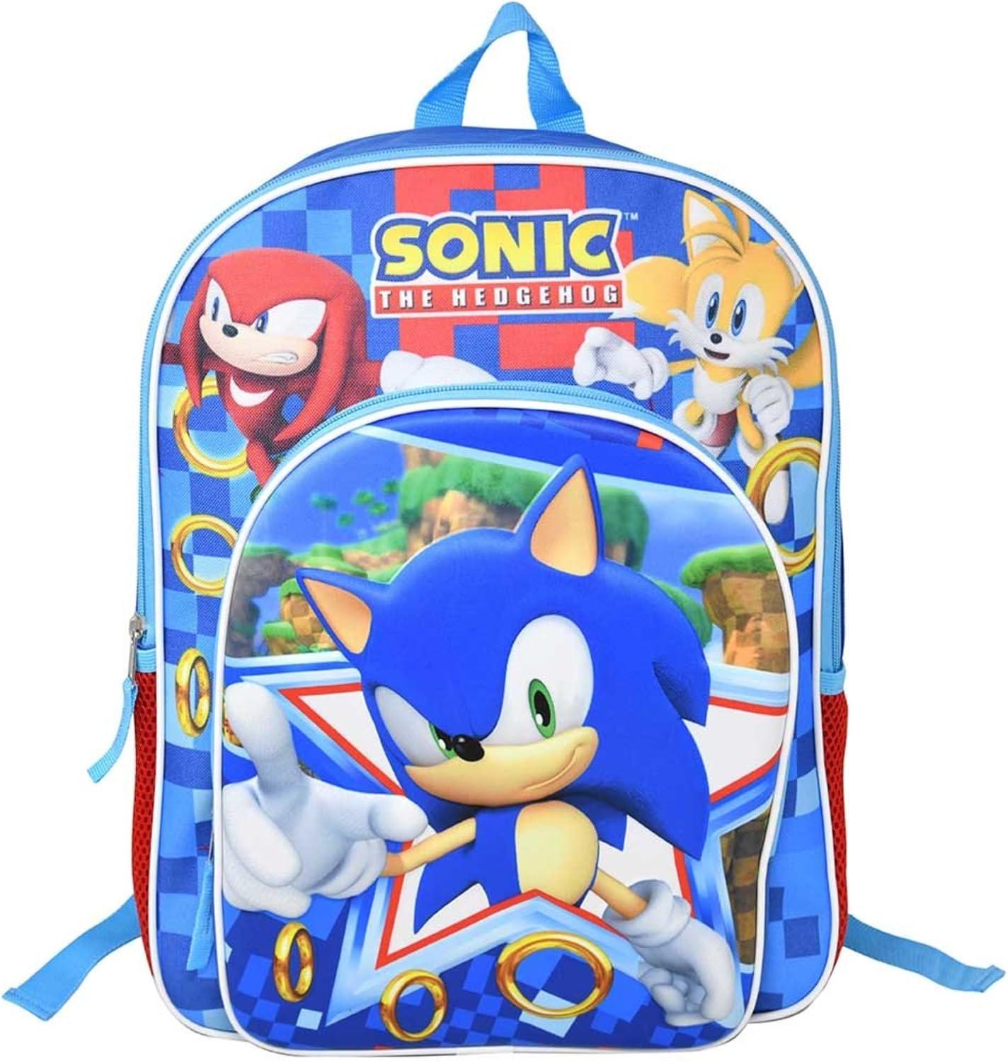 Fast Forward Sonic The Hedgehog 16" School Backpack with 1 Front Pocket for Boys image