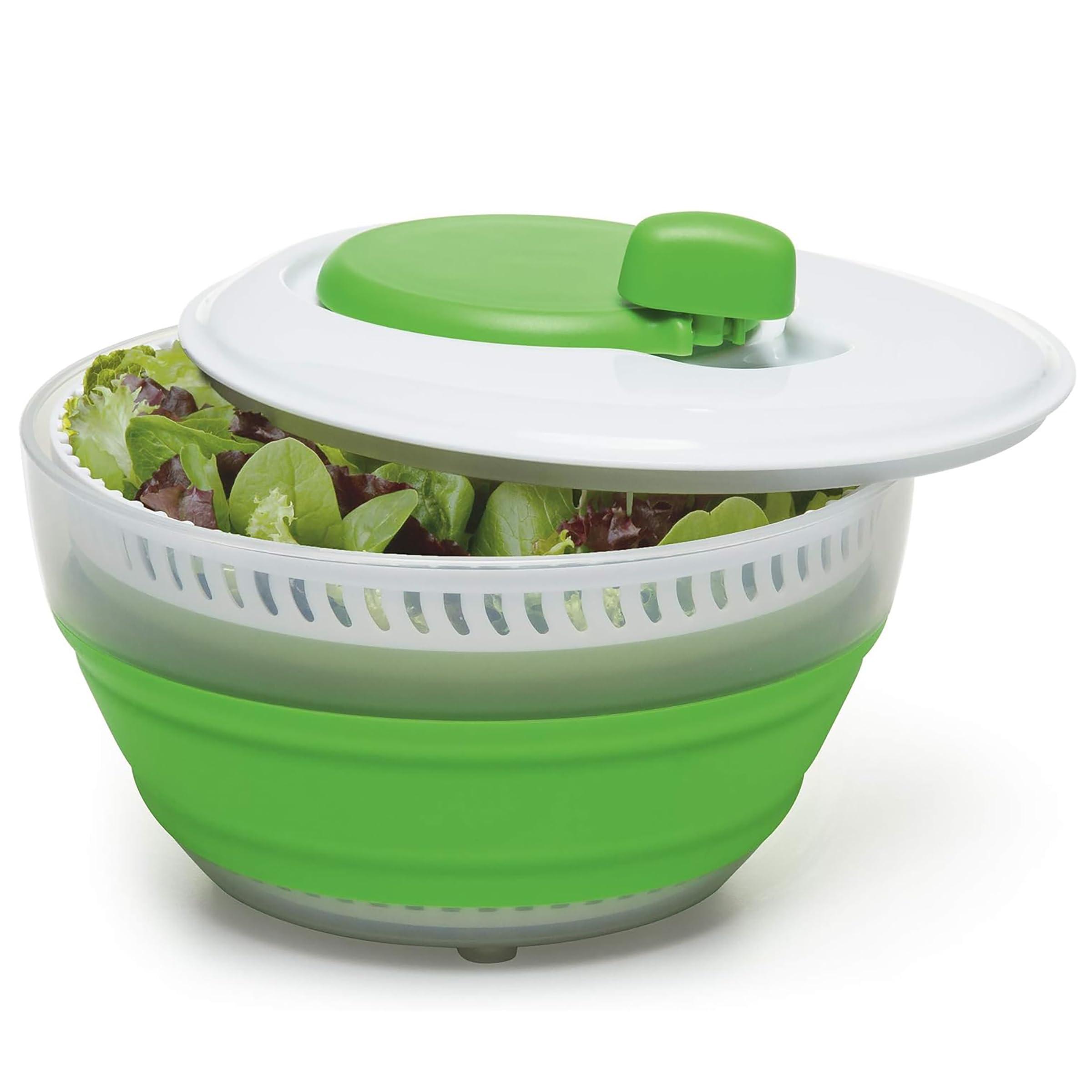 PrepWorks 3 Qt Collapsible Salad Spinner - Space-Saving, Easy-to-Use, BPA-Free, for Quick Salad Washing & Drying, Dishwasher Safe