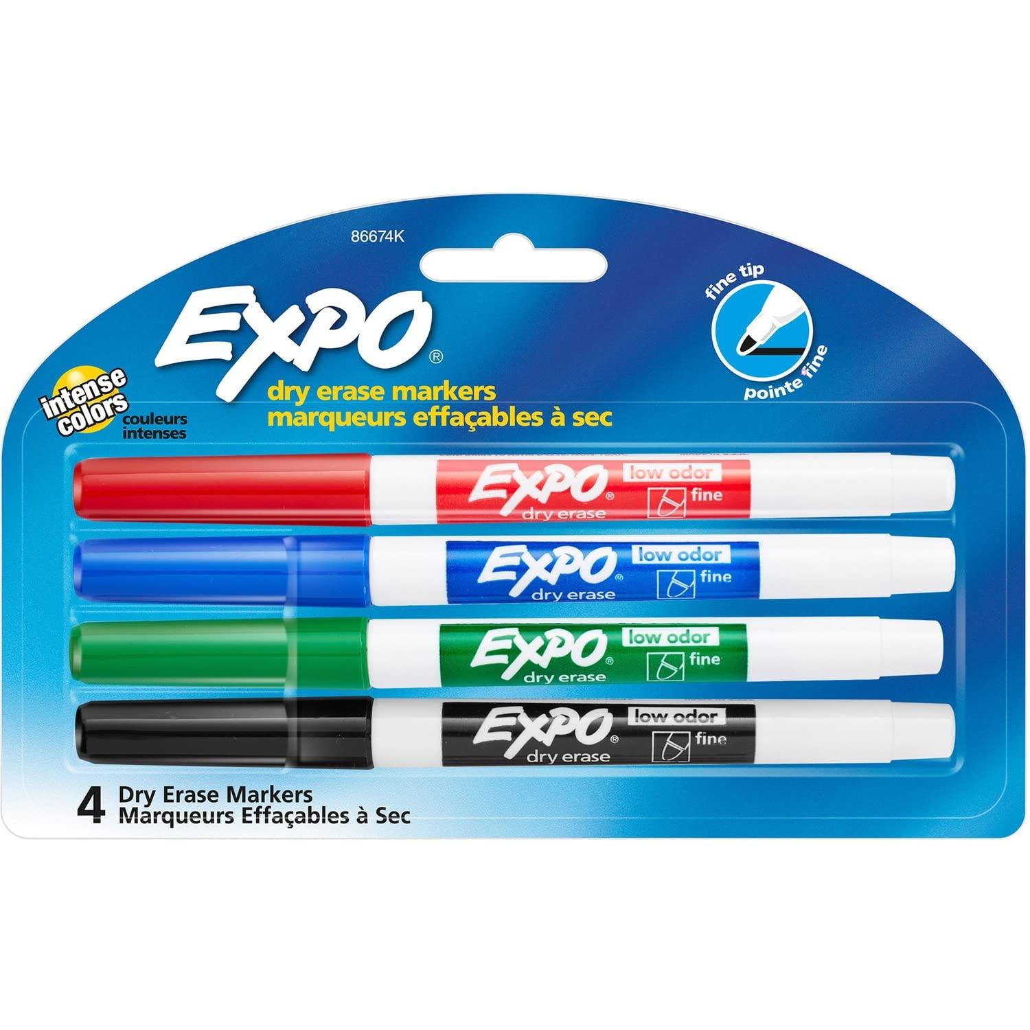 Expo Low-Odor Dry Erase Markers, Fine Point, Assorted Colors 4 ea (Pack of 3) image