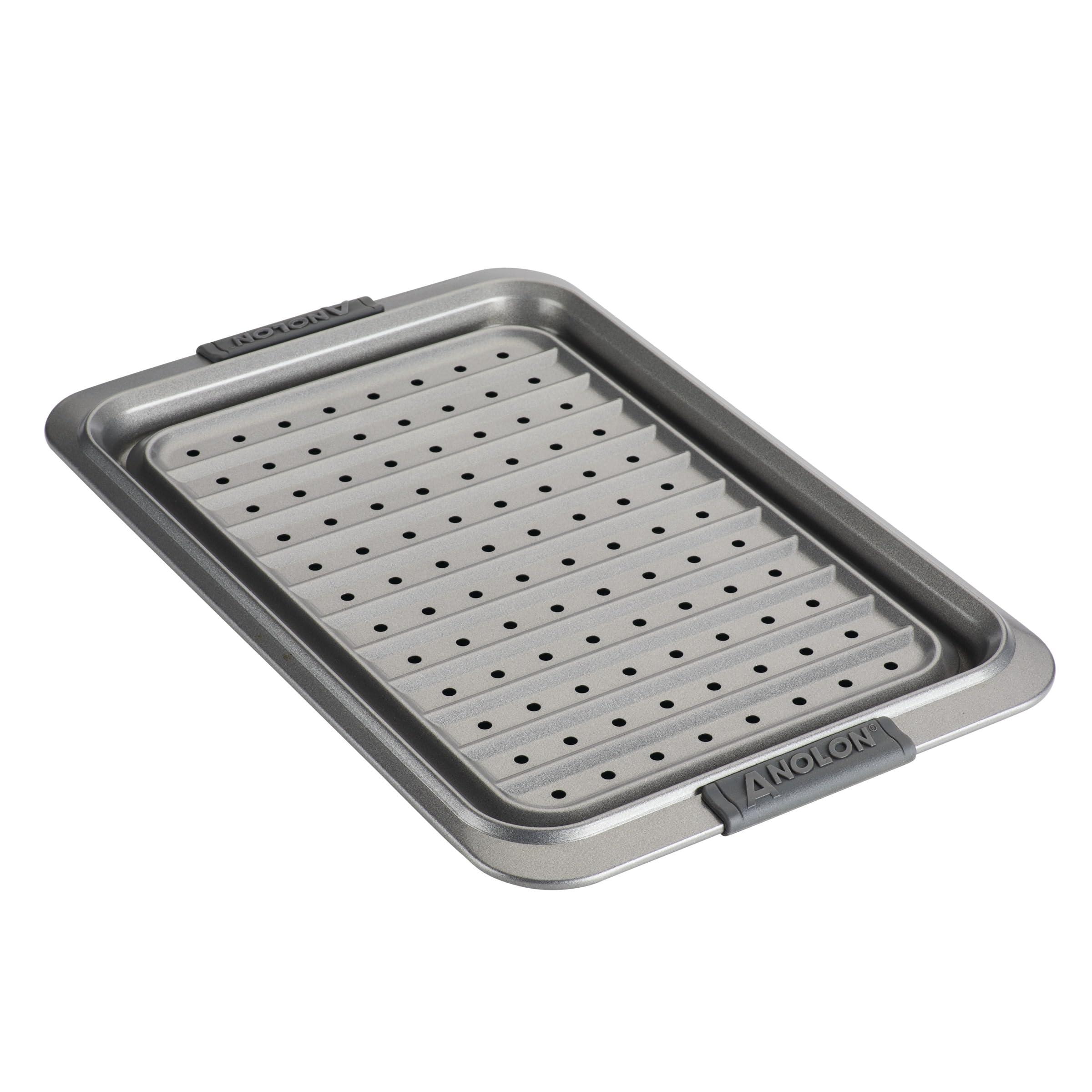 Anolon Advanced Nonstick Bakeware Set, Nonstick Cookie Sheet / Baking Sheet and Crisper Pan - 2 Piece, Graphite Gray image
