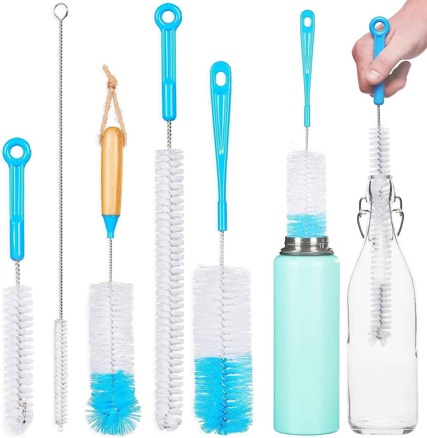 Turbo Microfiber Bottle Brush Cleaner Pack - Set of 5 Bottle Brushes for Cleaning Baby Bottles, Water Bottles, image