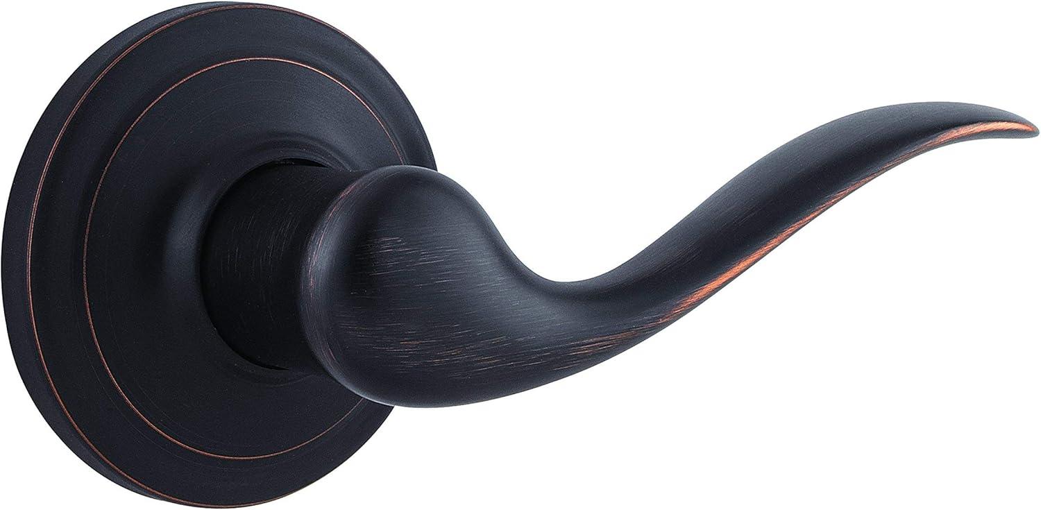 Kwikset Tustin Dummy Door Handle, Single Sided Lever for Closets, French Double Doors, and Pantry, Venetian Bronze Non-Turning Right Handed Interior Push/Pull Lever, with Microban Protection