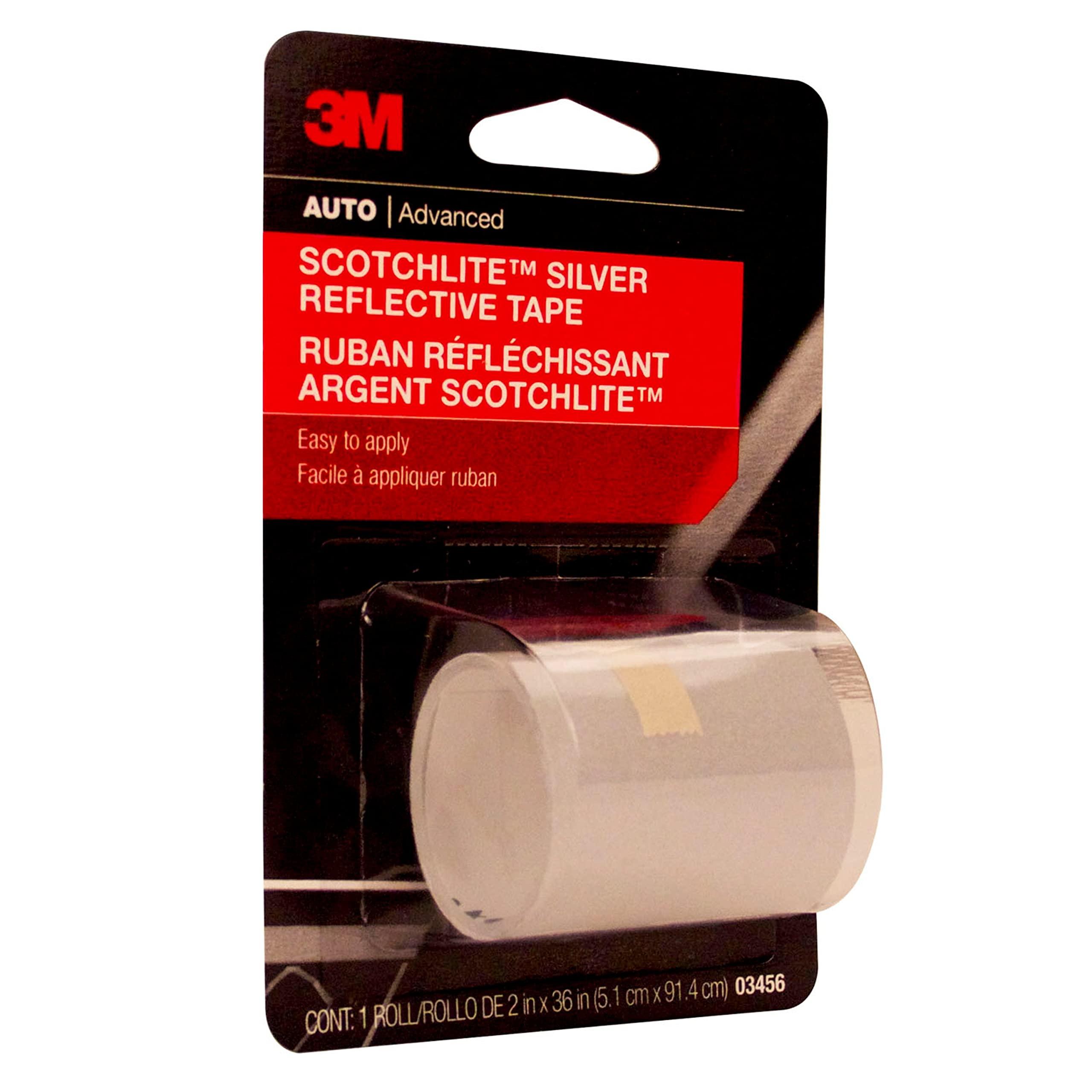 3M Scotchlite Silver Reflective Tape, 03456, 2 in x 36 in, 1 Roll image