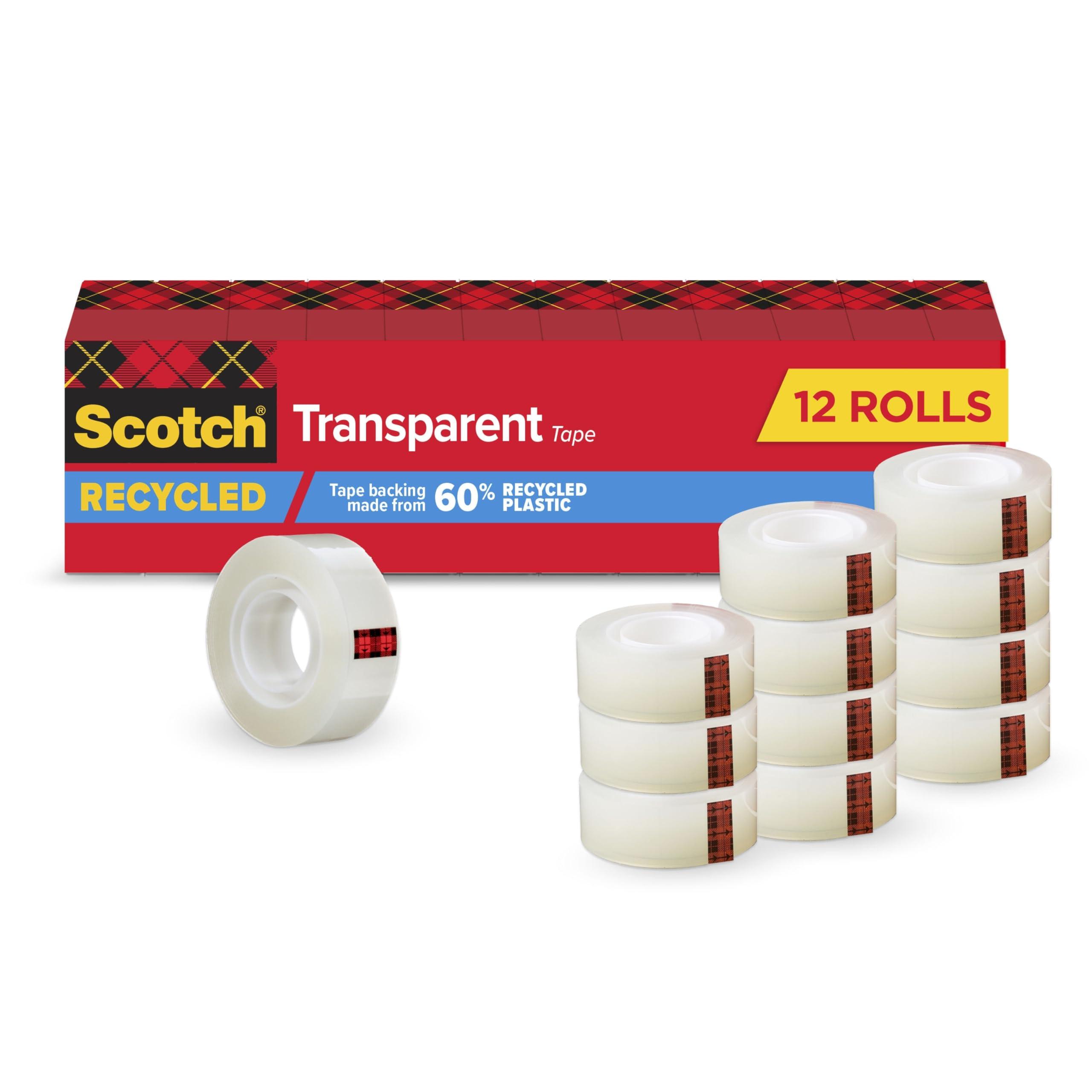 Scotch Transparent Greener Tape, 12 Rolls, 3/4 x 900 Inches, Boxed image