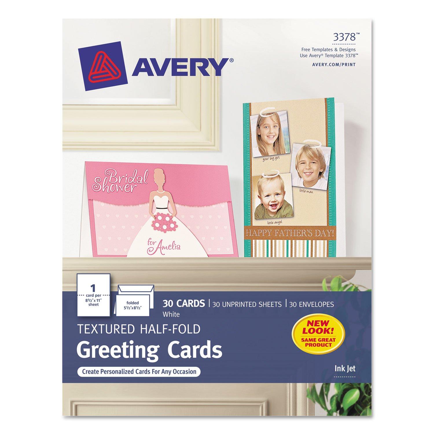AVERY 3378 PRINTABLE HALF-FOLD GREETING CARDS image