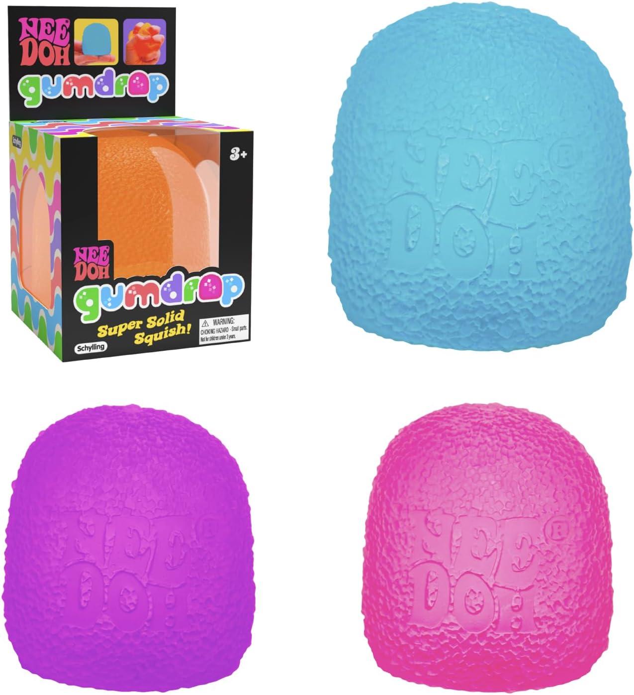 Schylling NeeDoh Gumdrop - Textured Sensory Toy with Super Solid Squish - 2.5" Tall - Colors May Vary (Pack of 1) | Sensory Squish Toy with Super Solid Squish image