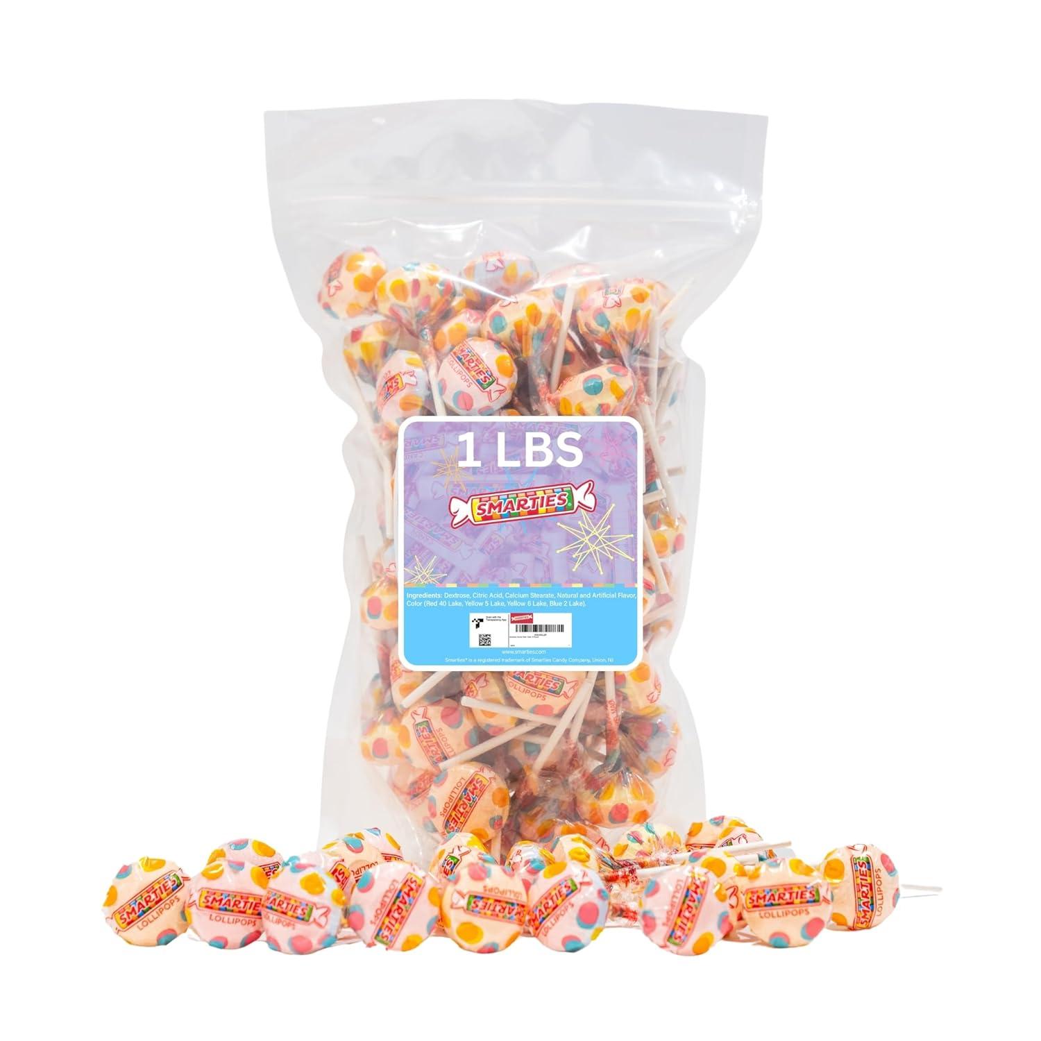 Smarties Double Lollies - Gluten Free, Peanut Free, Fat Free Assorted Fruity Flavors Lollipops - Low Calorie Perfect for Birthdays, Parties - Made by US Candy Company Since 1949-1 Pound, 55 Count image