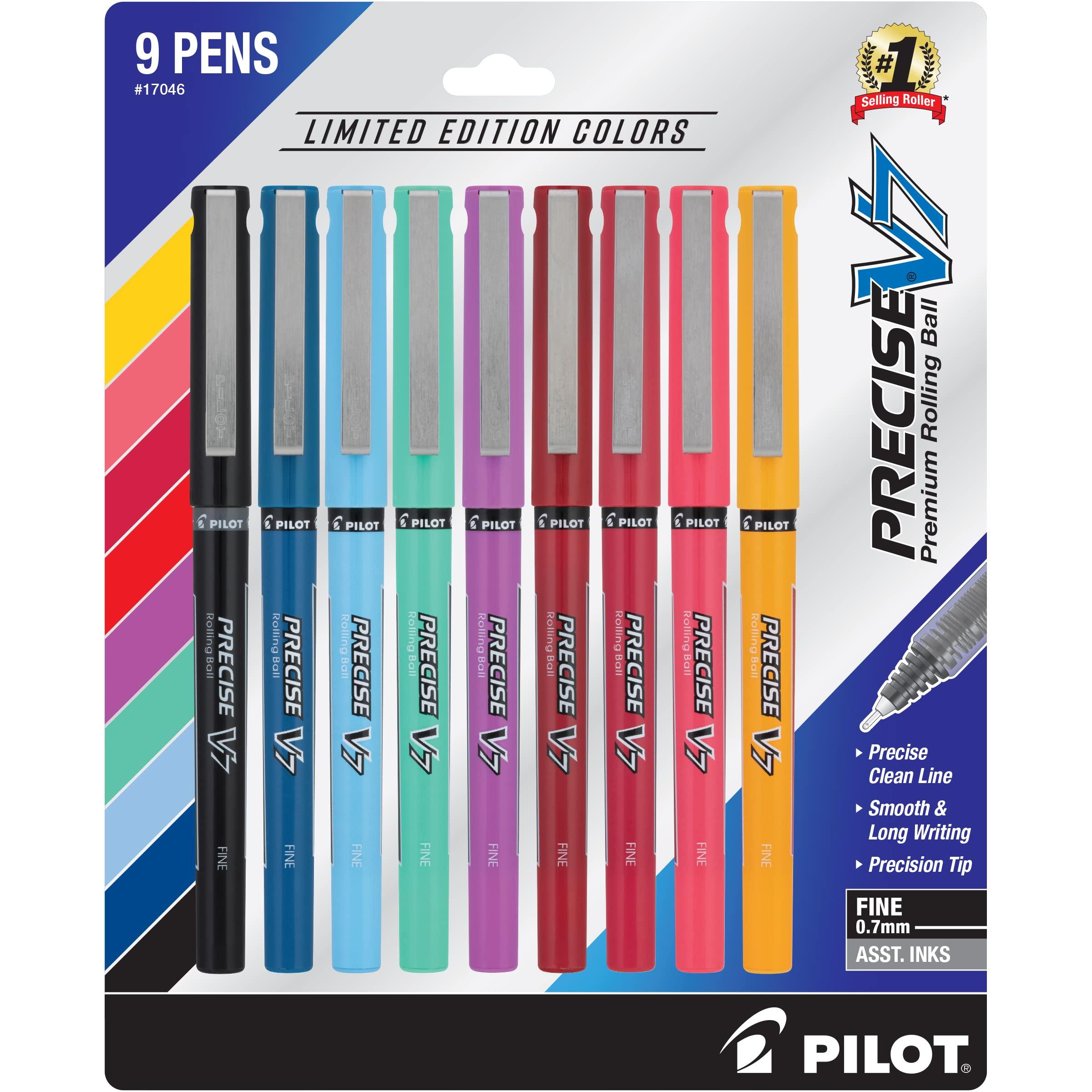 PILOT Precise V7 Rollerball, Limited Edition Assorted Colors, Pack of 9