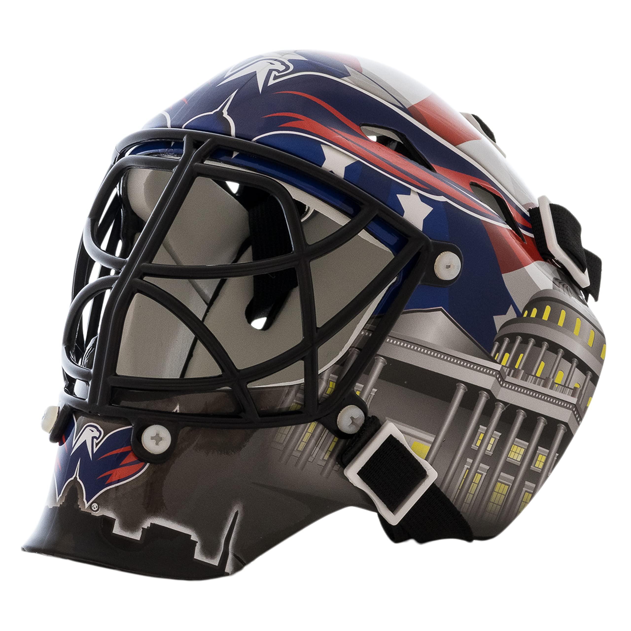 Franklin Sports NHL Team Logo Mini Hockey Goalie Mask with Case - Collectible Goalie Mask with Official NHL Logos and Colors (B0017OZW1K) image