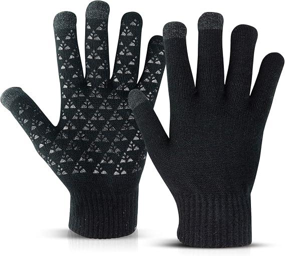 LUTHER PIKE SEATTLE Winter Gloves for Men - Warm Touchscreen Sensitive,Soft Thermal Lining-Elastic Cuff,Anti-Slip Silicone