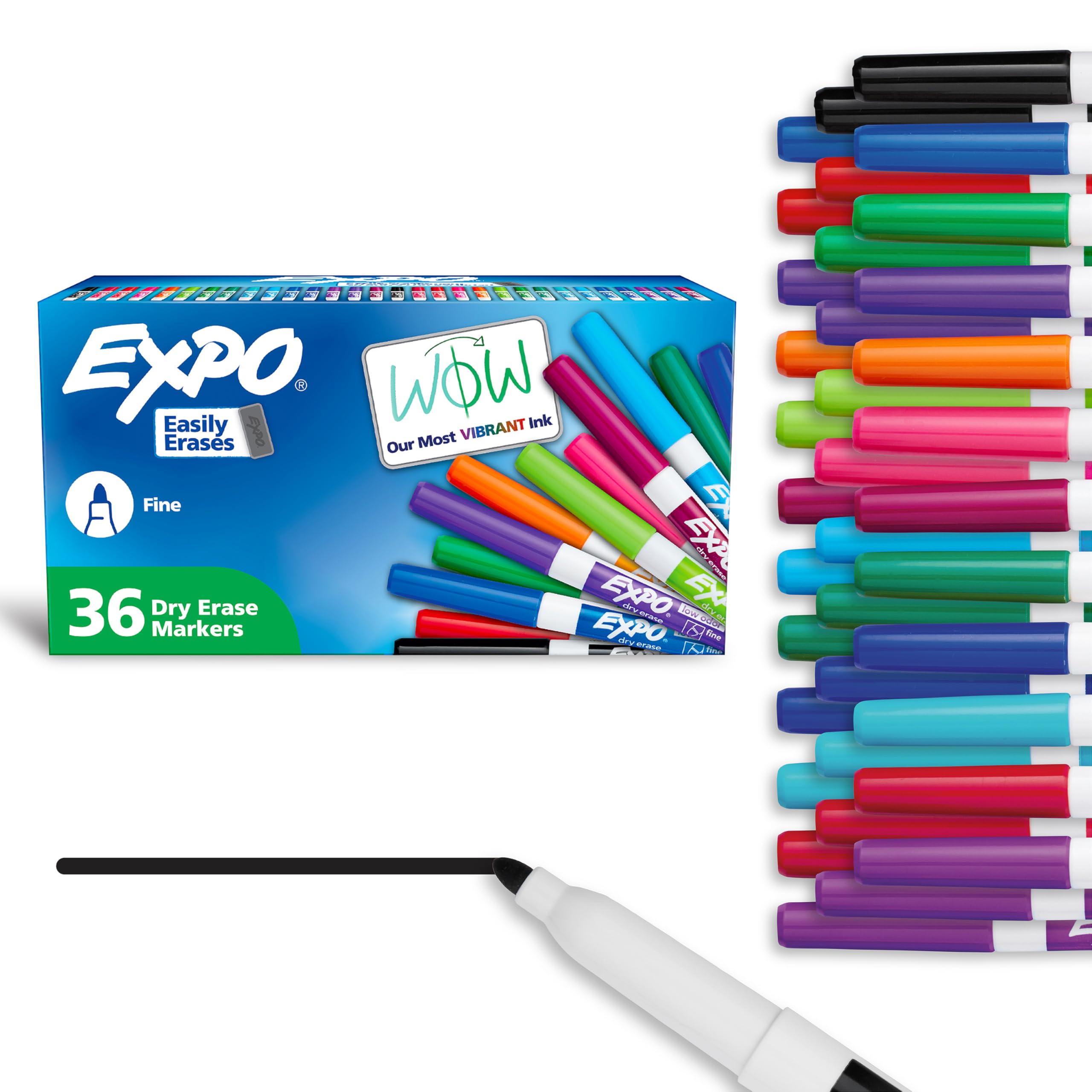 EXPO Dry Erase Markers, Low Odor Ink, Assorted Colors, Fine Tip, 36 Count - Whiteboard, Calendar, Organization, Essential Supplies for Office, School, Classroom, Teachers image