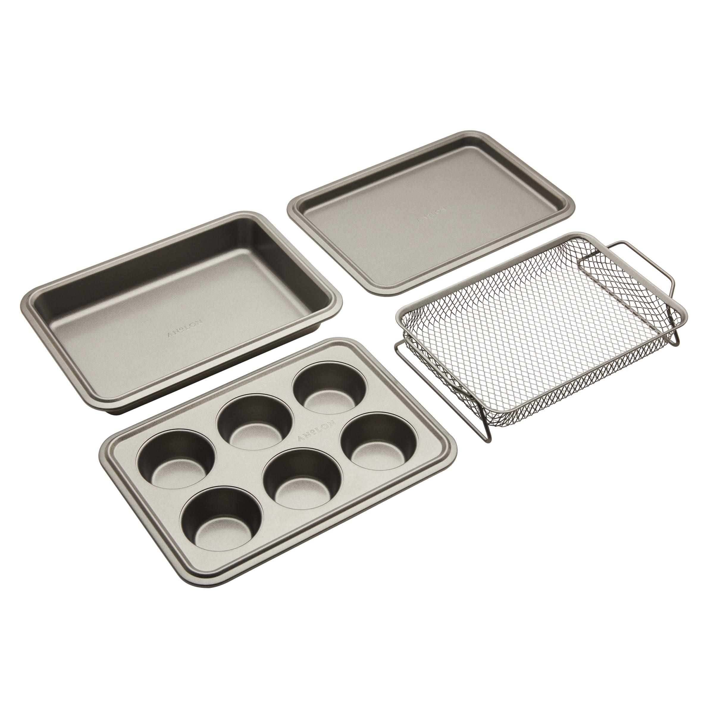 Anolon Advanced Bakeware Nonstick Baking Pans Toaster Oven Pan Set, 4 Piece - Gray image
