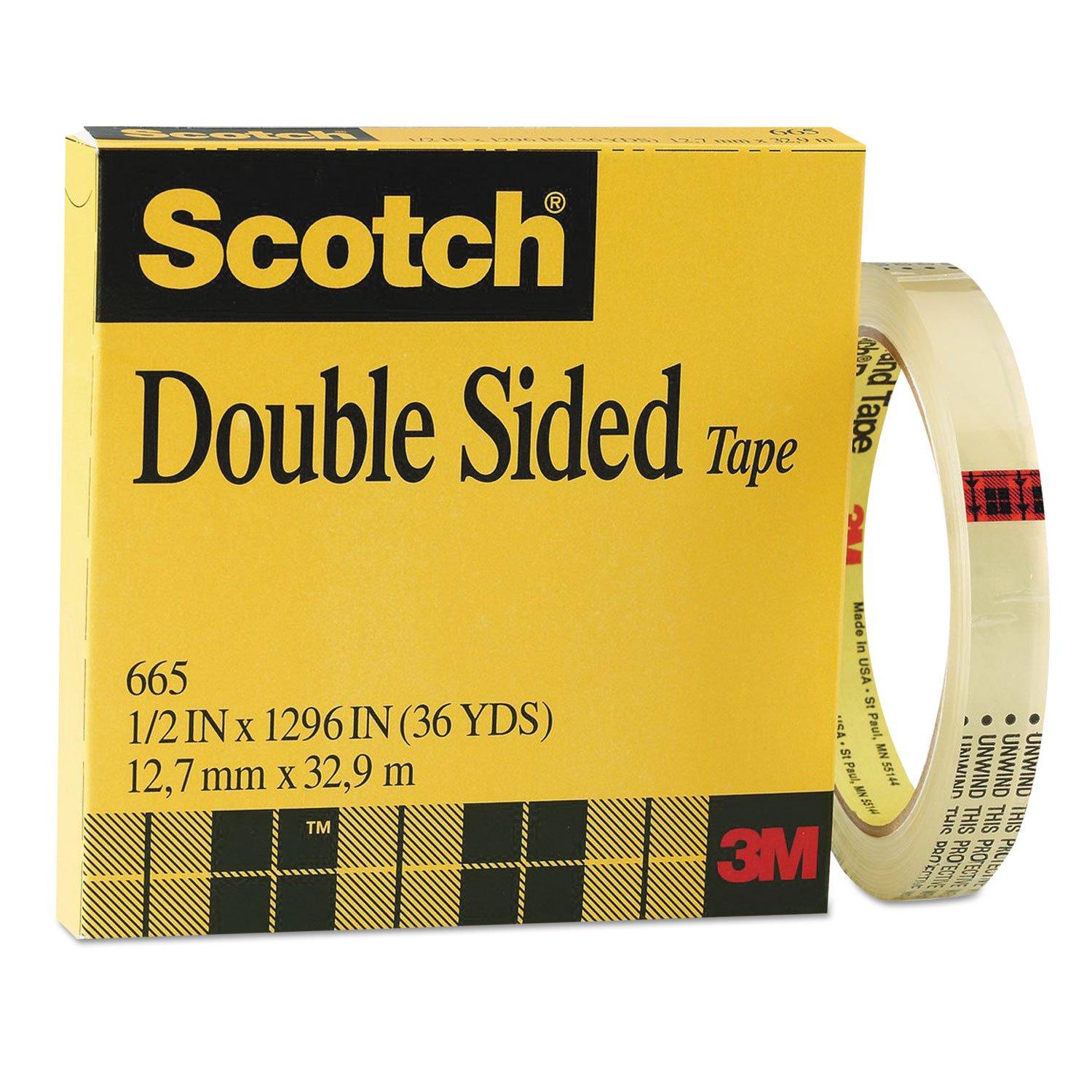 Scotch 665121296 Double-Sided Tape, 1/2-Inch x 1296-Inch, 3-Inch Core, Clear image