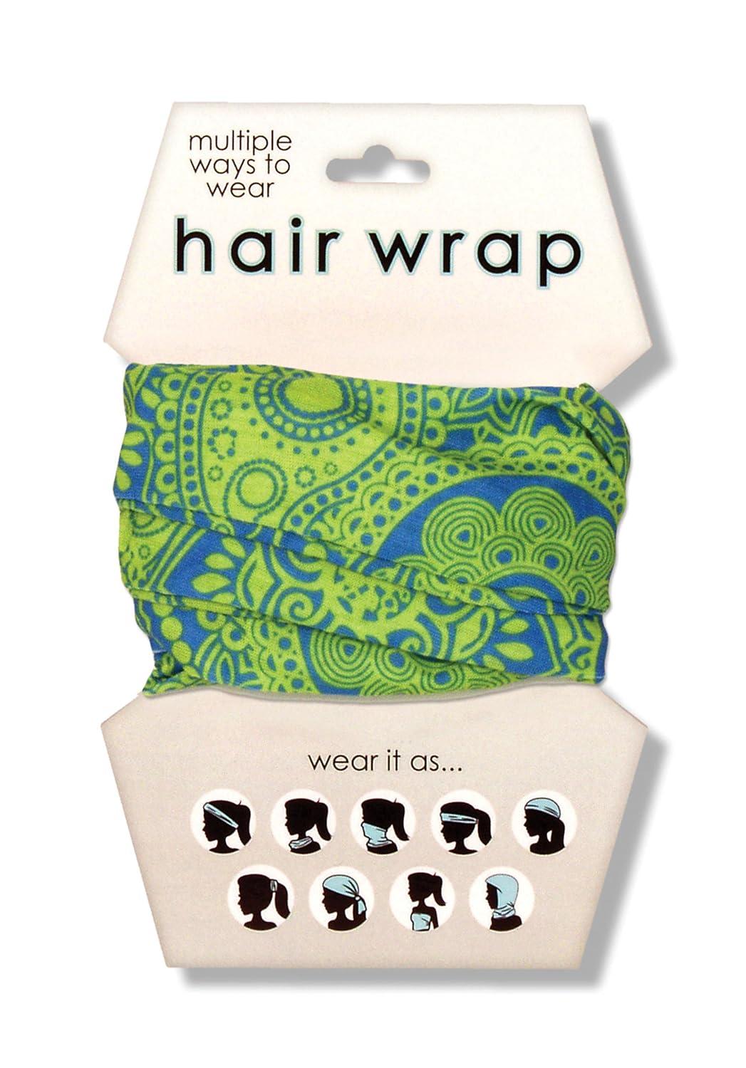 Spoontiques Blue/Green Paisley Hair Wrap - Multifunctional Bandanna, Headband, Hair Tie, Gaiter, and Scarf image