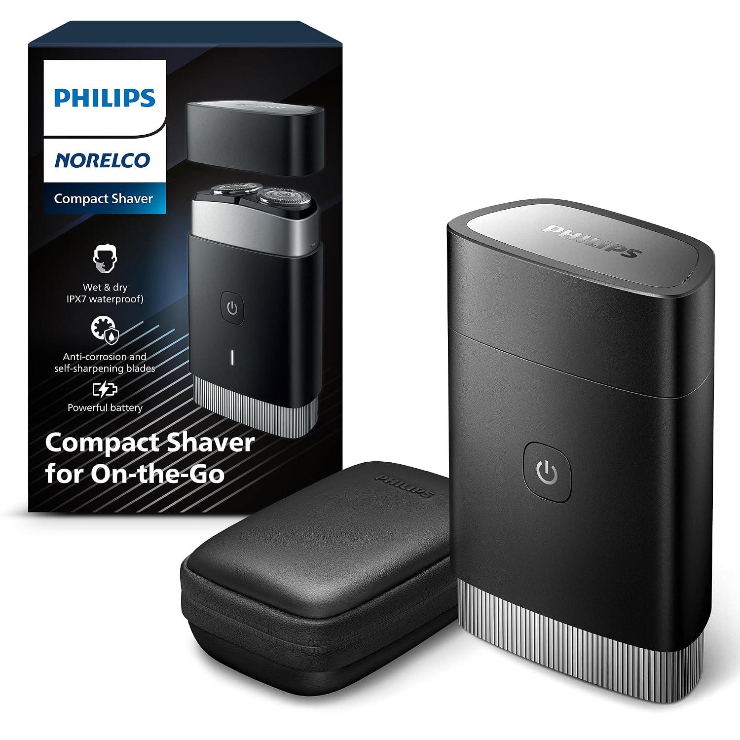Philips Norelco Portable Shaver, On-The-Go Wet and Dry Electric Shaver, ComfortCut Blade System, 3D Floating Heads, Compact Design, Powerful Battery, Model PQ888/81