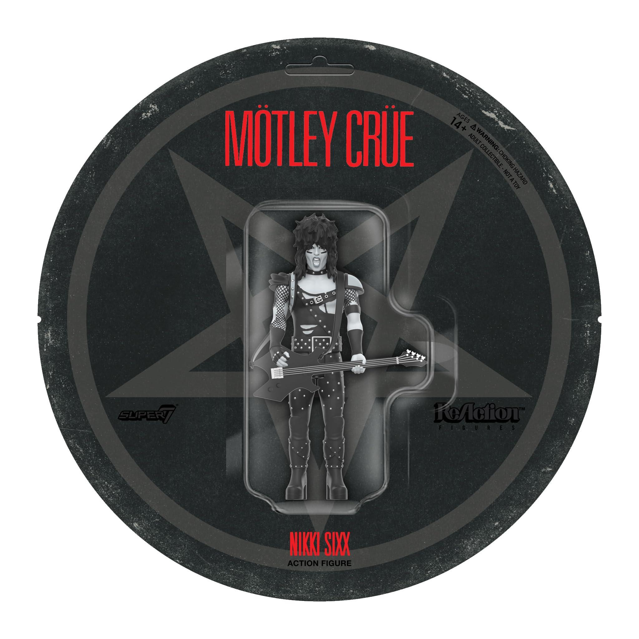 Super7 Motley Crue Nikki Sixx Shout at The Devil (Black and White) - 3.75" Action Figure with Accessory Heavy Metal Collectibles and Retro Toys image