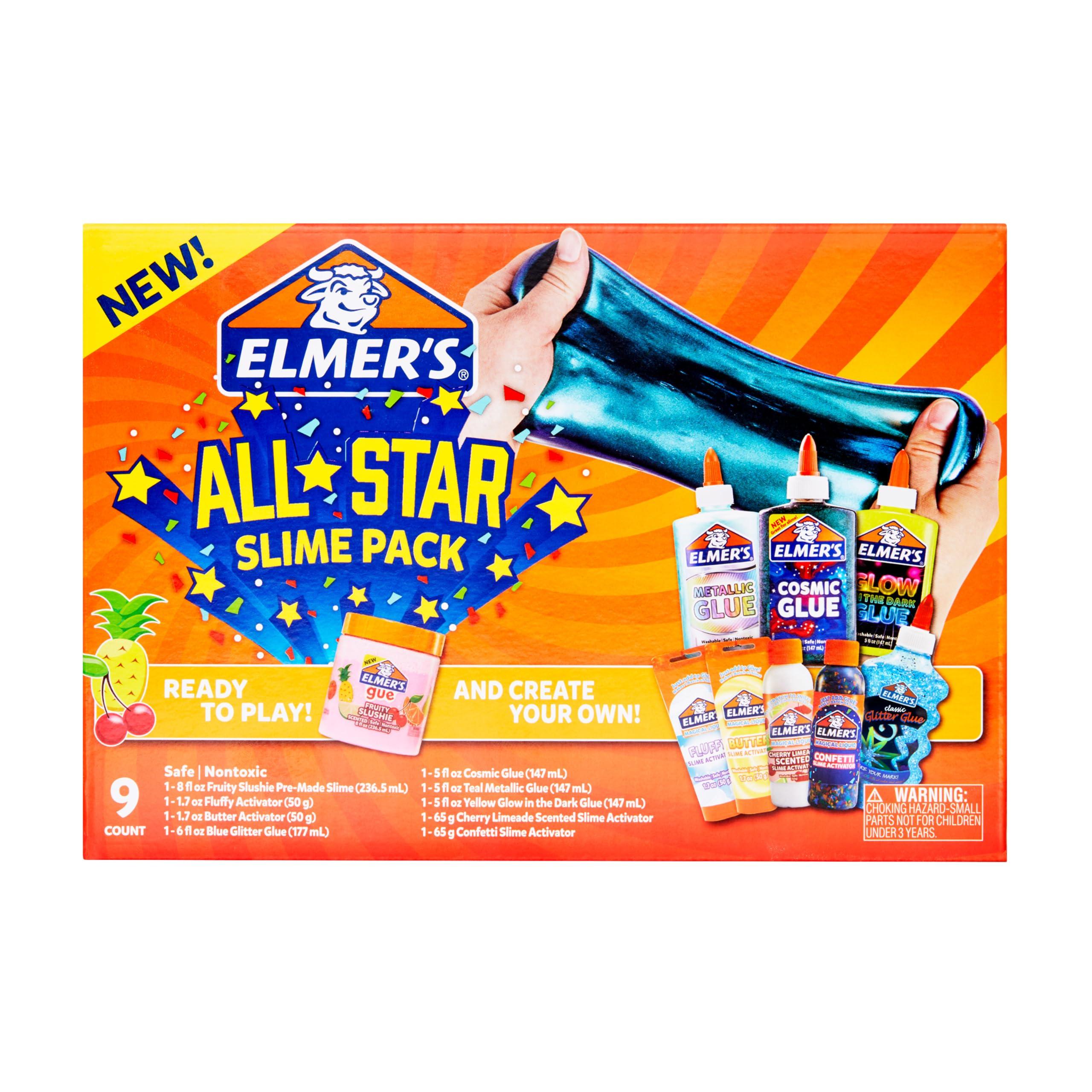 Elmer's All-Star Slime Kit, Includes Liquid Glue Activator and Premade Slime, 9 Count - Perfect for Birthday Parties, Gift Idea, Kids Activity