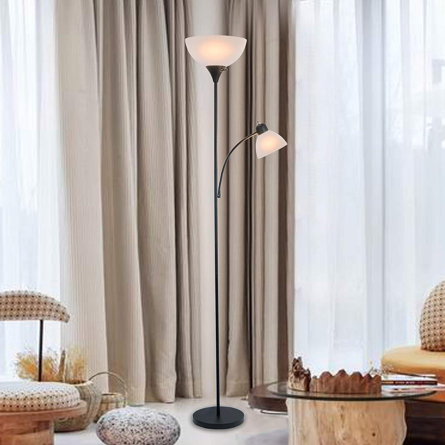 Adjustable Black Floor Lamp with Reading Light, Tall Lamp for Living Room, Bedroom, Office, image
