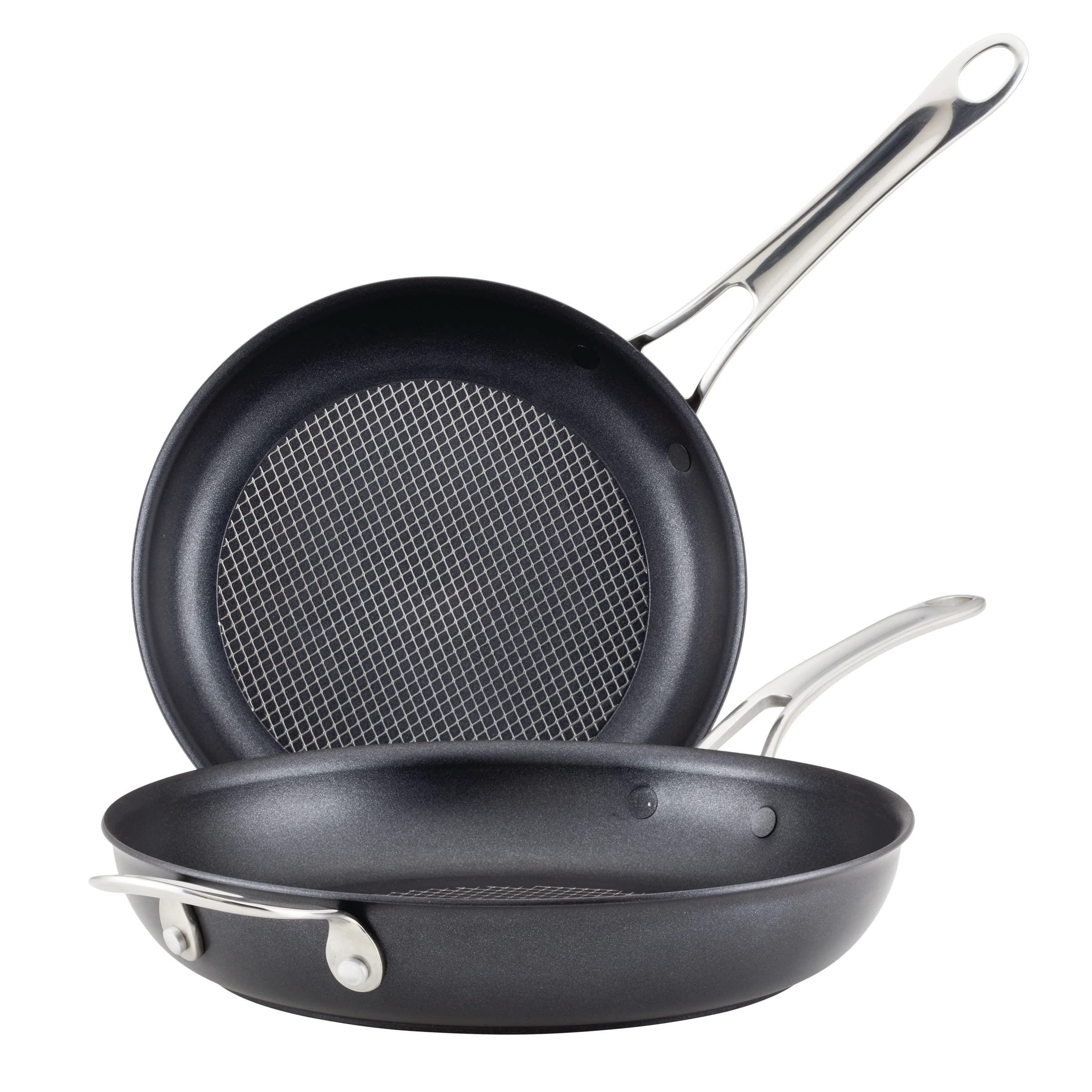 Anolon X Hybrid Nonstick Induction Frying Pans/Skillet Set, 10 Inch and 12 Inch, Dark Gray image