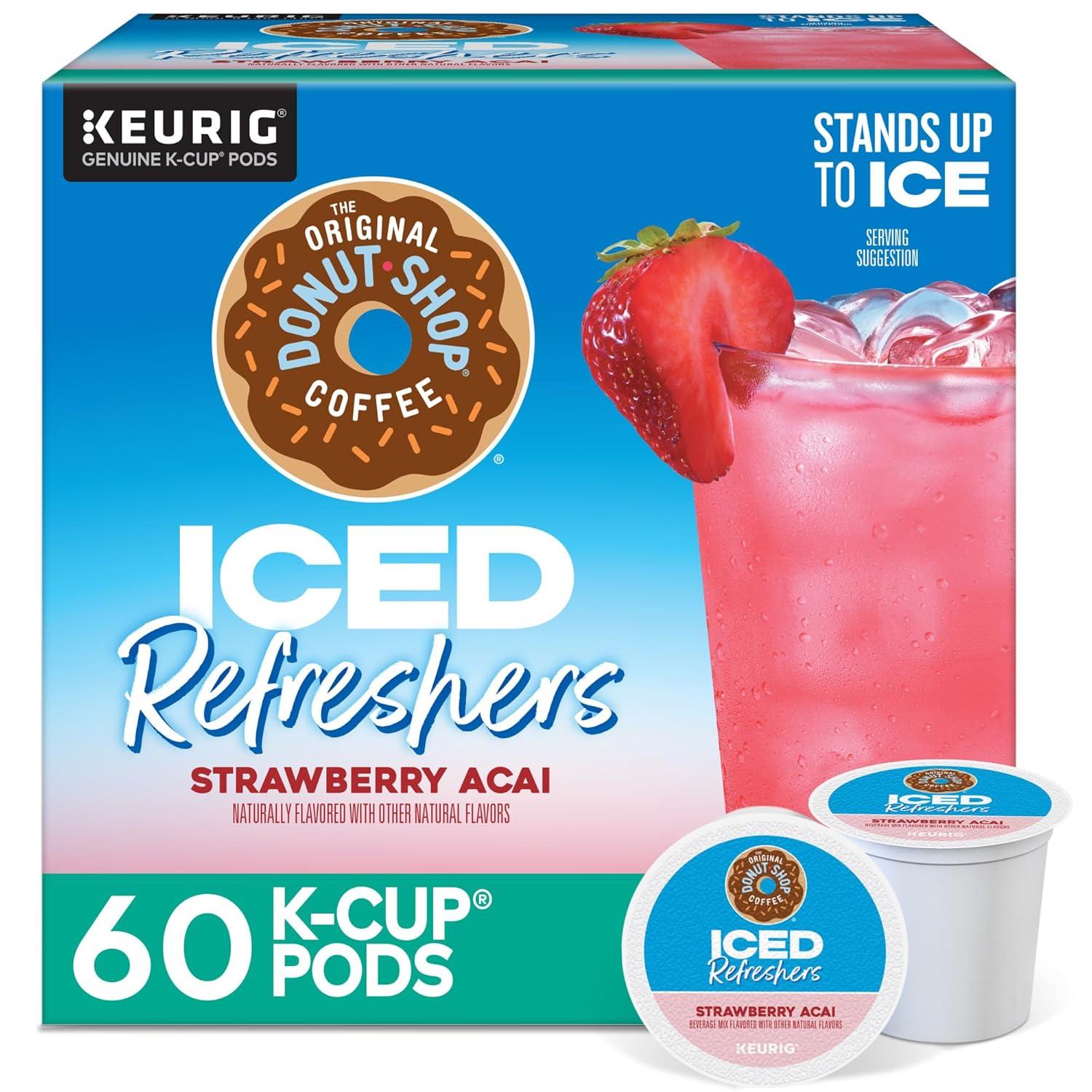 The Original Donut Shop Iced Refreshers, Strawberry Açaí Flavor, Keurig Single Serve K-Cup Pods, 60 Count (6 Packs of 10) image