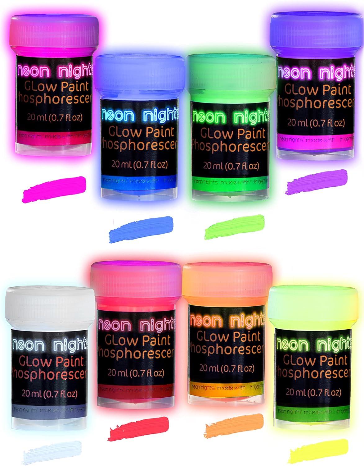 neon nights Glow in The Dark | Luminescent | Phosphorescent | Self-Luminous Paint - Set of 8 image