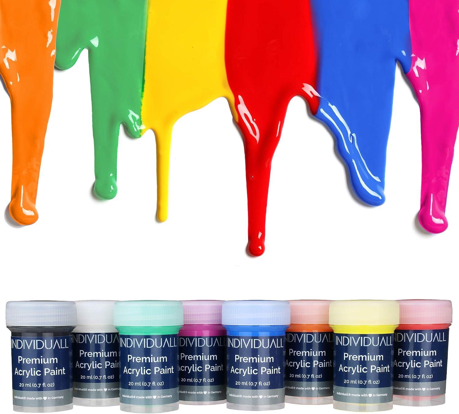 individuall Acrylic Paint Set for Canvas Painting - 8 Colors - Perfect for Holiday Gifts for Young Artists and DIY Projects - Canvas, Paper, Rock, Metal, Plastic and Walls image