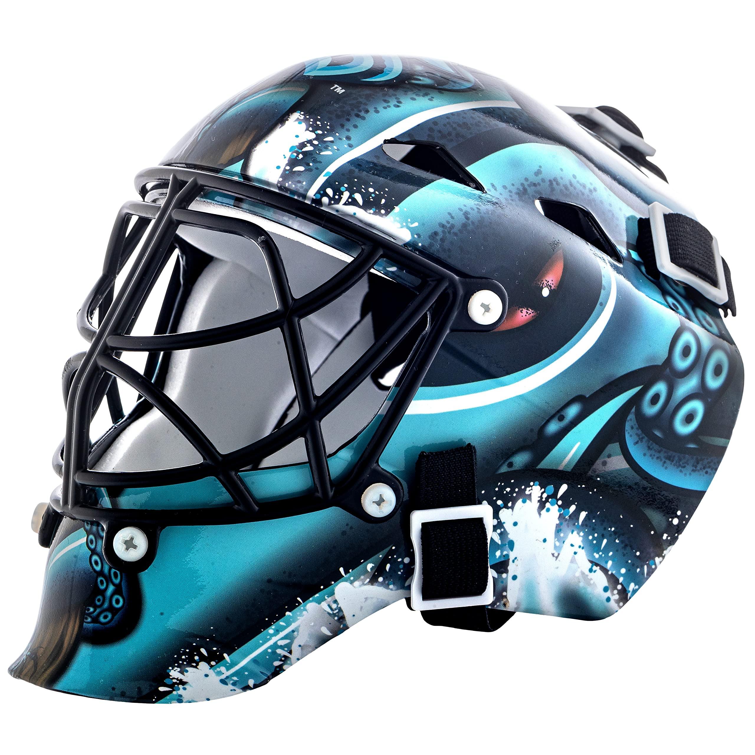 Franklin Sports NHL Team Logo Mini Hockey Goalie Mask with Case - Collectible Goalie Mask with Official NHL Logos and Colors (B07XKH3ZNV) image